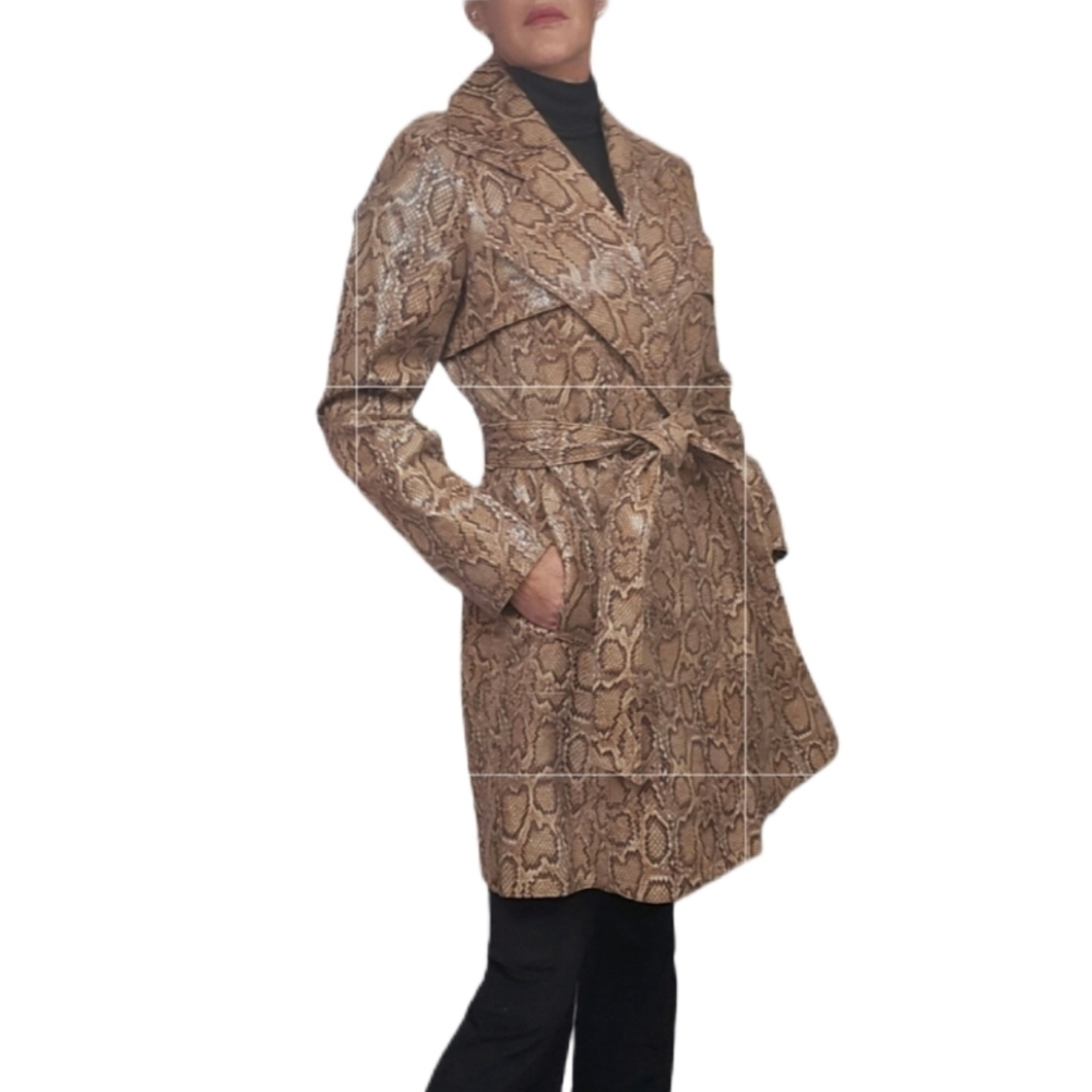 Specialneiman Marcus Tan Leather Belted Python Pr… - image 7